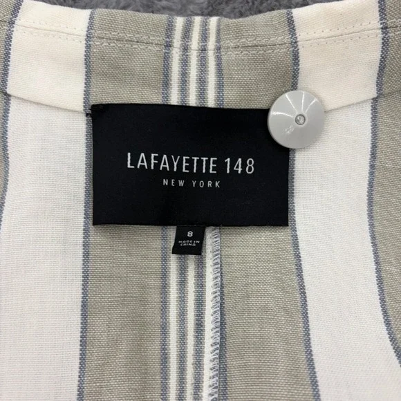 NWT Lafayette 148 Women Blazer Striped 100% Linen Neutral Career Casual 8 Luxury - Picture 4 of 16
